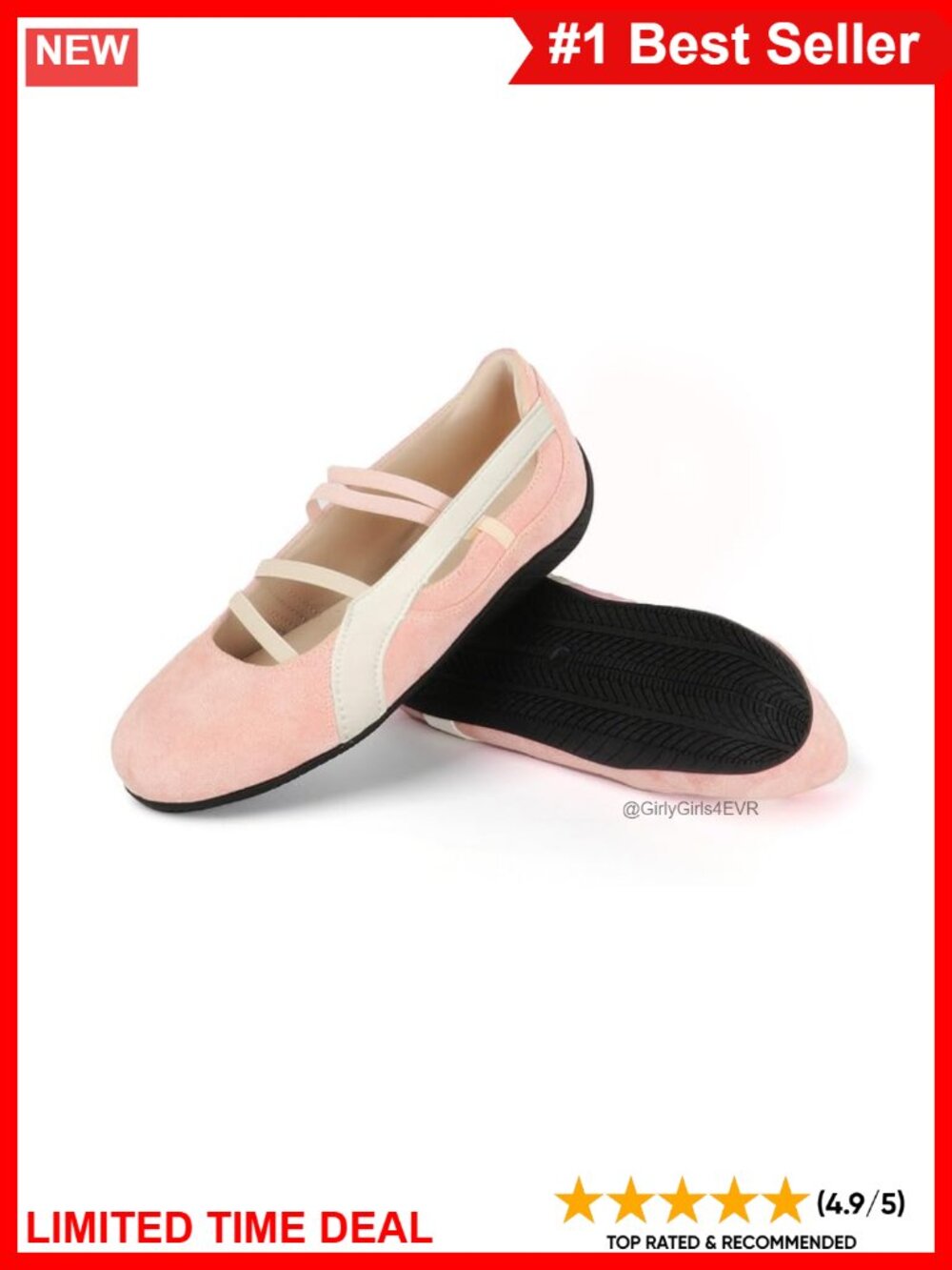 Women's Ballet Sneaker Flats Elastic Strap Foam Insole Comfort Slip-On Shoes